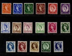 GB Stamps #292-308 Mint OG MH Wmk. 298 - QEII Definitive Set