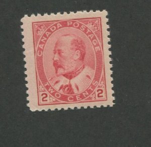 1903 Canada 2 Cent Carmine Stamp Scott #90 King Edward VII CV $135