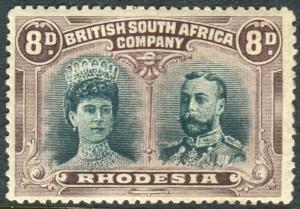 RHODESIA-1910-13 8d Greenish Black & Purple.  A mounted  mint example Sg 148