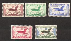 Cambodia, 1957 Air Mail , MNH complete set of 5