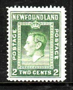 Newfoundland-Sc#254- id7-unused hinged 2c KGVI-1941-44-