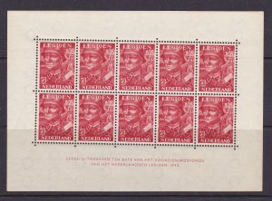 Netherlands Scott B144a, 1942 Legion  7.5c + 2.5c SS,  VF MNH.  Scott $90