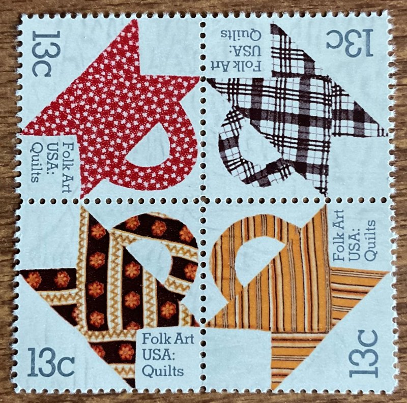 US #1745-1748 MNH Block of 4 Quilts SCV $1.20 L12