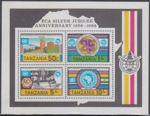 TANZANIA Sc #228a CPL MNH S/S of 4 DIFF - AFRICAN ECONOMIC COMMISSION, 25th ANN