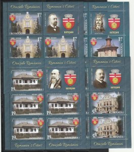 Romania STAMPS 2020 BOTOSANI CITY MOLDOVA SHEET MNH POST HISTORY ARCHITECTURE