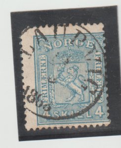 Norway Scott # 14 VFU Post Horn & Crown 1872-75 CV.$11.00