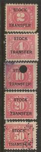 U.S. Scott #RD25-RD29 Revenue Stamp - Used Set