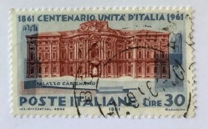 Italy 1961 Scott 840 used - 30 L,   Italian Unification, Carignano Palace, Turin