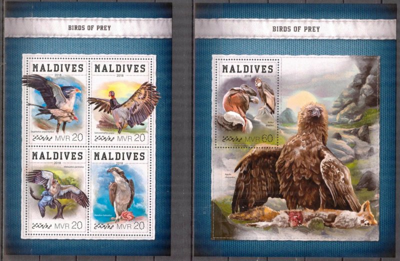 Maldive Islands 2018 Birds of Prey II Sheet + S/S MNH