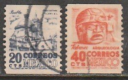 MEXICO 1003-1004, 1950 DEFINITIVE Coil singles USED F. (1543)