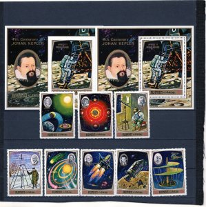 AJMAN 1971 SPACE RESEARCH SET OF 8 STAMPS PERF. & 2 S/S PERF. & IMPERF. MNH