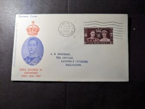 1937 England King George VI Coronation Cover Darlington Durham Local Use