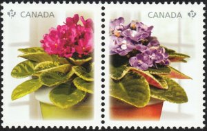 AFRICAN VIOLET = flowers = Se-tenant pair from SS = Canada 2010 #2376i MNH