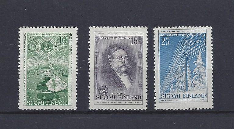 Finland, 332-34, Telegraph in Finland - 100th Singles, **LH**