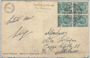 71591 - POSTAL HISTORY - DURAZZO Albania 1909 - Saxon #1 QUARTER on postcard-
