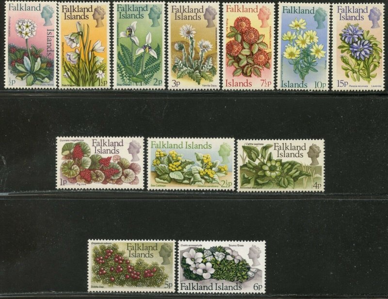 FALKLAND IS. Sc#210-221 1972 Decimal Flowers Part Set to 15p OG Mint Hinged