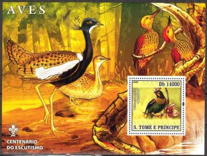 Sao Tome and Principe 2007 Birds (4) Scouting S/S MNH