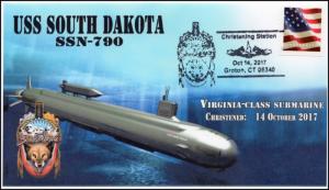 17-305, 2017,USS South Dakota, Event Cover, Pictorial Postmark, SSN-790