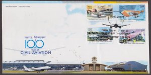 INDIA - 2012 100 YEARS OF CIVIL AVIATION 4V FDC