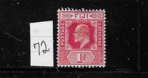 FIJI SCOTT #72 1904-12 EDWARD VII DEFINITIVES WMK 3 1P (CARMINE) - MINT LH