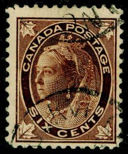 CANADA SG147, 6c brown, FINE USED. Cat £35.