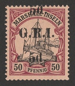 NEW GUINEA - GRI 1914 'GRI 5d' 5mm Marshalls Yacht 50pf error DOUBLE cat £10,000