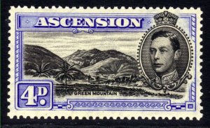 Ascension Island 1940 KGV1 4d Blue & Black Umm Perf 13 1/2 SG 42c ( L1259 )