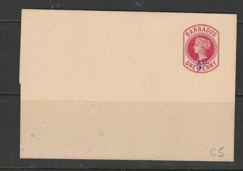 Barbados QV Wrapper, 1/2d on 1d Red, Unused, Clean