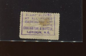 231 Var Used Stamp w/ London Stamp Dealer Errington & Martin Ad on Back (231x1)