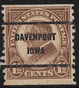 US Bureau Precancels: IA: Davenport; #598-61; 1½¢ coil 1923; PSS CV $15