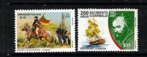 Uruguay Sc 2196-7 MNH of 2007 - Horse, Flag, Ship, Garibaldi - HM08