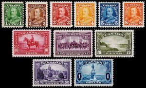 Canada Scott 217-227 (1935) Mint NH/H PG F-VF Complete Set, CV $172.80 C