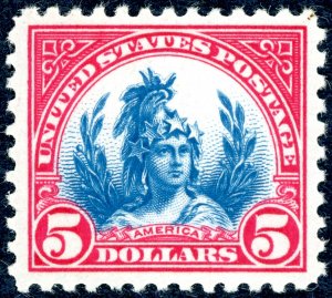 #573 – 1922-25 $5 America, carmine and blue.  MNH OG XF/SUP