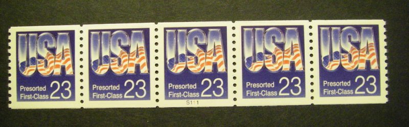 Scott 2608, 23 cent Presort Flag, PNC5 #S111, MNH Coil Beauty