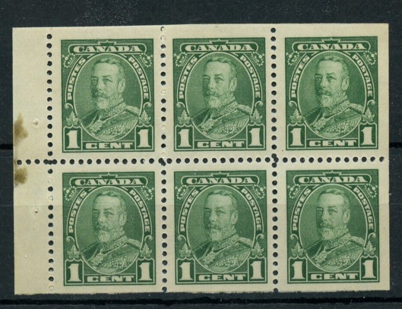 ?#217b 1934 issue George V 1c green pane of 6, VF MH, Cat $70,  Mint Canada
