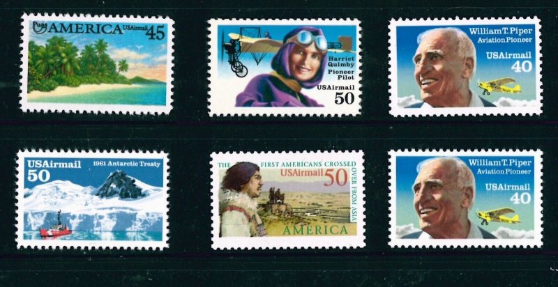 US Scott # C-127 ~ C-132   1990 - 1993 Airmails Set of 6 MNH 