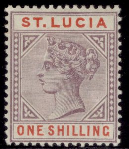 ST. LUCIA QV SG50, 1s dull mauve & red, M MINT. Cat £16.