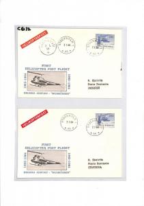 CE132 Sweden *STOCKHOLM* 1964 Helicopter Post Postcard x2