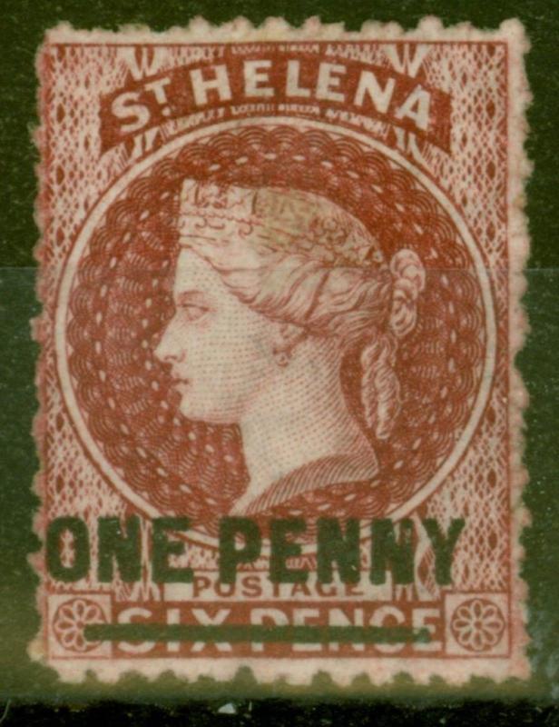 St Helena 1868 1d Lake SG7 Type B Fine & Fresh Lightly Mtd Mint
