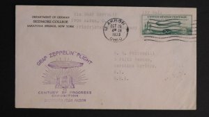 1933 Akron OH USA Graf Zeppelin Century Of Progress cover #C18 Saratoga Springs