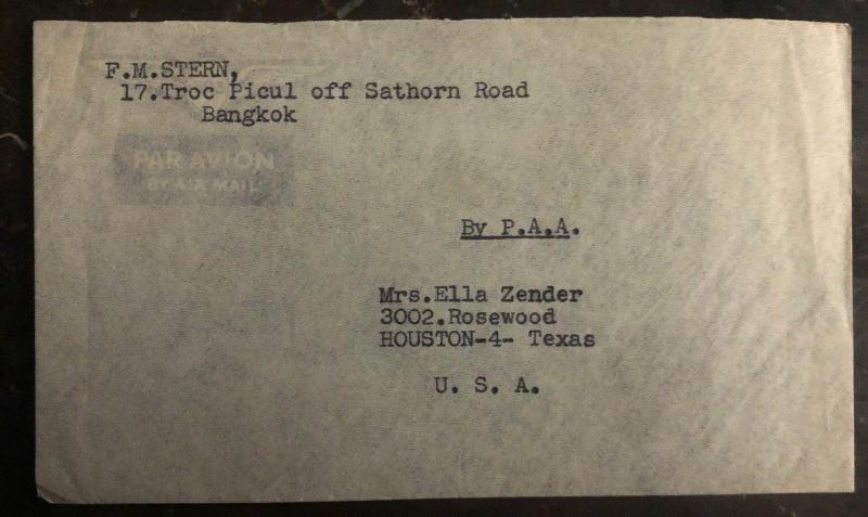 1950s Bangkok Thailand Airmail Cover To Houston Tx USA