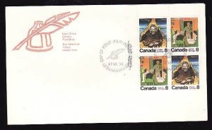 Canada-Sc#695-6 -stamps on FDC-UL plate block-Canadian Authors-976-