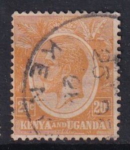 Kenya, Uganda, & Tanzania #25 used 1922 King George V  20c orange