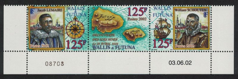 Wallis and Futuna Discovery of Futuna strip of 3v Date Control Number 2002