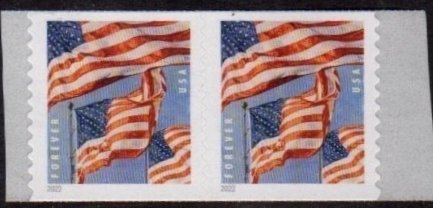 US Scot 5656 2022 Flag Coil Pair - BCA - From Coil of 100 - MNH