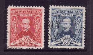 Australia-Sc#104-5-used set-Capt. Charles Sturt-1930-