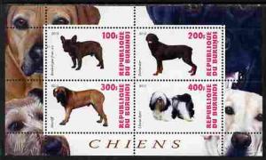 Burundi 2010 Dogs #4 perf sheetlet containing 4 values un...