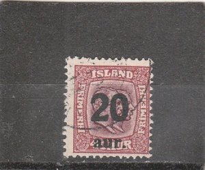 Iceland  Scott#  135  Used  (1921 Surcharged)