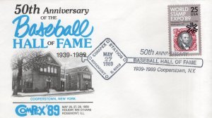 BASEBALL HALL OF FAME  5OTH ANNIVERSARY,   ROSEMONT, IL  1989  FDC15797