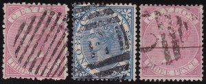 1866-6 CEYLON, SG 60/63 3 values USED